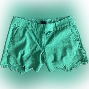 Green J.Crew scalloped shorts size 2